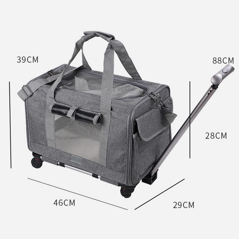 <Shipped within 24 hours> Rolling Pet Carrier Foldable Breathable Pull Rod Pet Bag