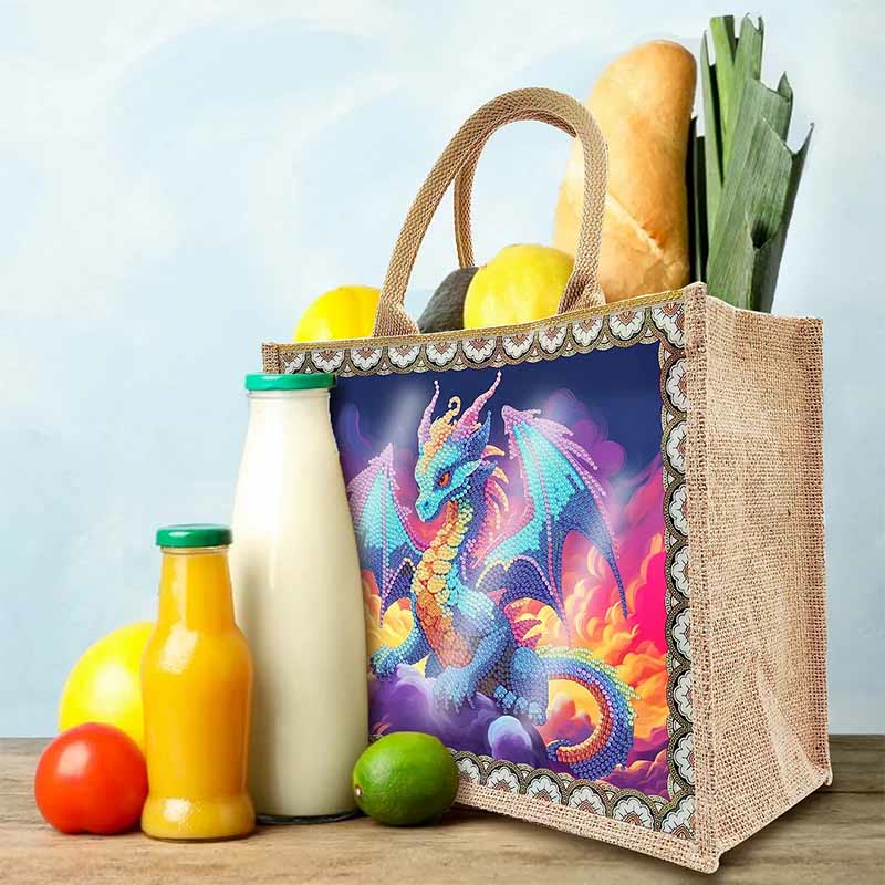 Pterosaur DIY Diamond Air Painting Tote Resuable Linen Shoulder Bag