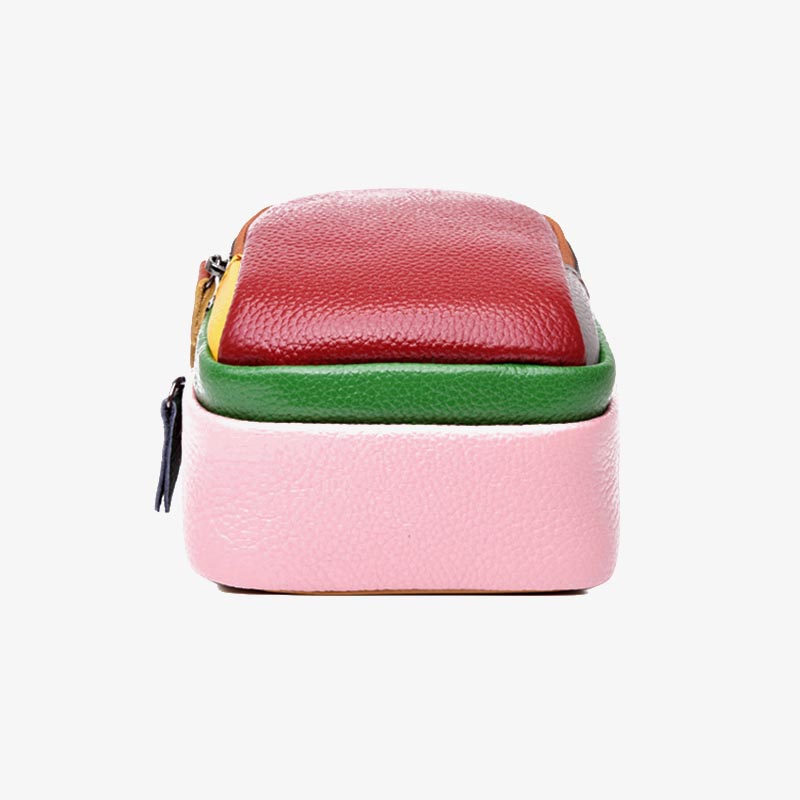 Color Matching Phone Bag Genuine Leather Crossbody Purse For Women