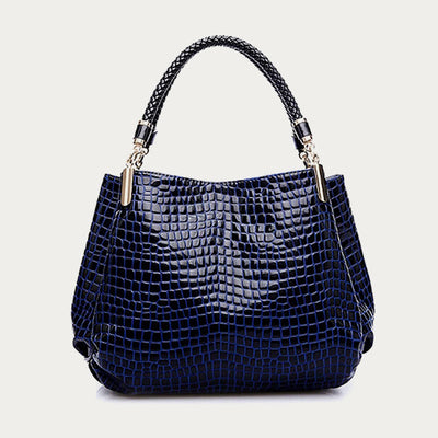 Minimalist Women Top-Handle Bag Crocodile Pattern Vegan Leather Bag