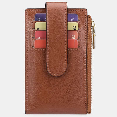 Genuine Leather Bifold Zip Airtag Wallet Apple Wallet RFID Blocking Card Holder