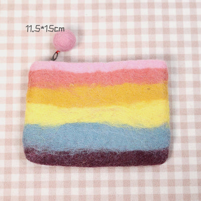 Cute Rainbow Wallet Soft Wool Felt Storage Purse For Women