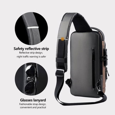 Anti-theft Sling Bag Cross Body Bag with USB Charging Port Password Locked