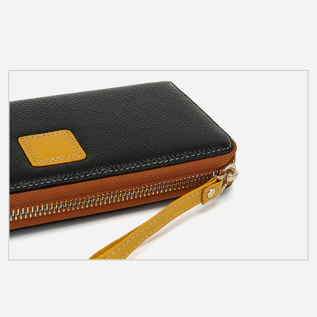Long Wallet Pebbled Grain Leather Shopping Purse For Women