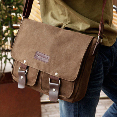 <Shipped within 24 hours> Messenger Bag for Men Large Capacity Casual Canvas Shoulder Bag