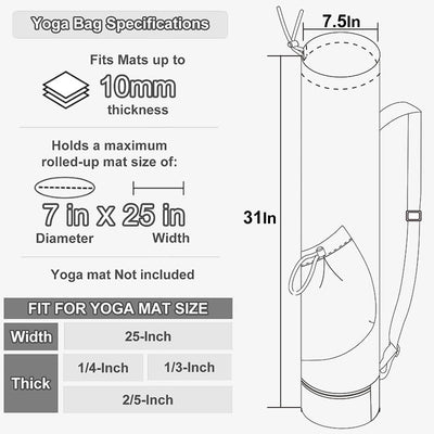 Large Capacity Yoga Mat Bag with Dry Wet Depart Pocket Bottle Holder