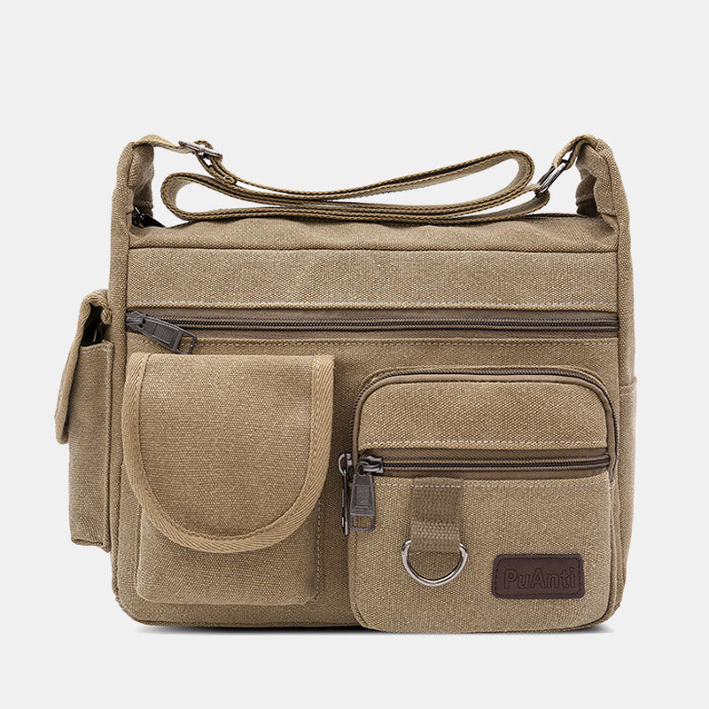 <Shipped within 24 hours> Canvas Multi-Pocket Crossbody Bag