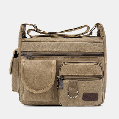 <Shipped within 24 hours> Canvas Multi-Pocket Crossbody Bag