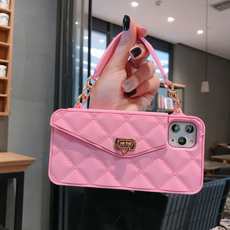 Handbag Case with Card Holder for iPhone Silicone Shockproof Luxury Phone Bag Case