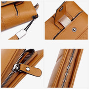 Plain Color Phone Bag Large Capacity Leather Wallet For Women