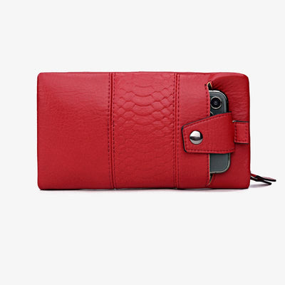 Plain Color Phone Bag Large Capacity Leather Wallet For Women