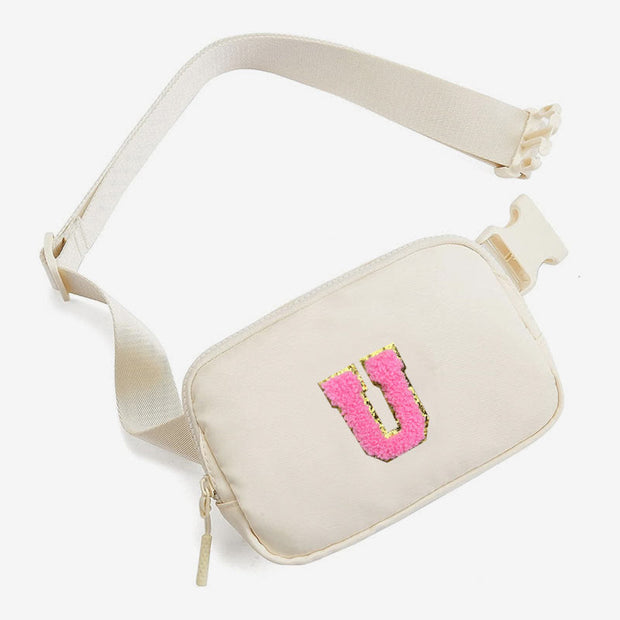 Fashion Initial Sling Bag Creamy White Purses Waist Bag for Women
