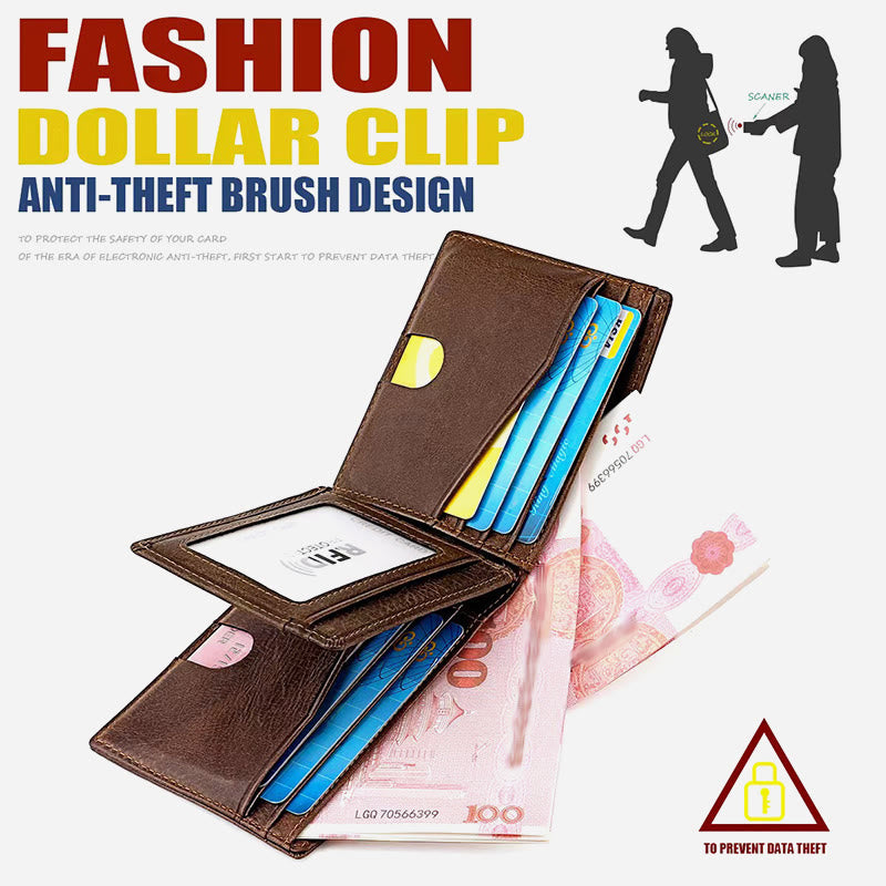 Genuine Leather Airtag Wallet Multiple Slots RFID Blocking Card Holder Purse