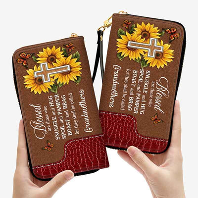 Custom Name Wallet For Women Pretty Personalized Sunflower Clutch Purse