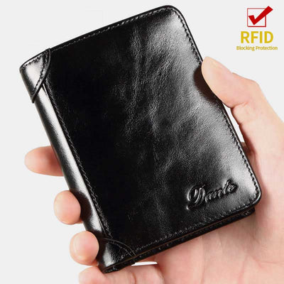 RFID Genuine Leather Vintage Trifold / Bifold Card Holder Wallet