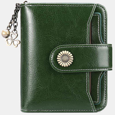 RFID Blocking Compact Bifold Leather Wallet with Detachable Card Holder