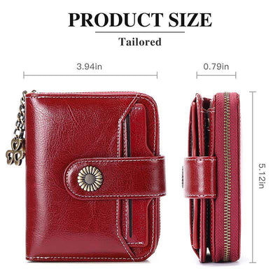 RFID Blocking Compact Bifold Leather Wallet with Detachable Card Holder