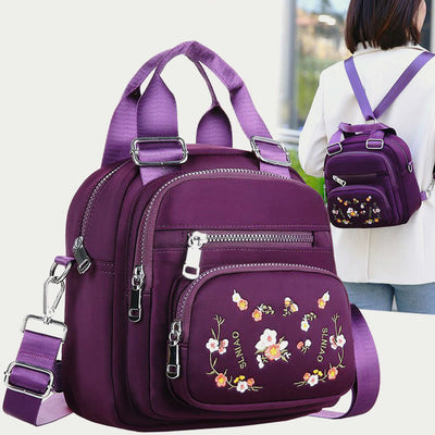 <Shipped within 24 hours> Embroidery Floral Backpack Daypack Crossbody Bag