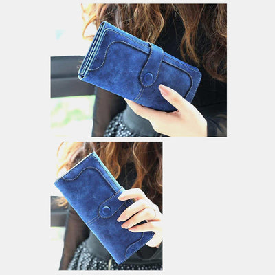 Long Wallet For Women Solid Color Multiple Slot Daily Purse