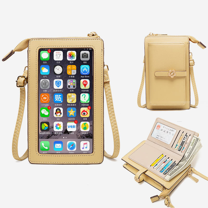 Lightweight Elegant Crossbody Phone Bag with Touchscreen Window