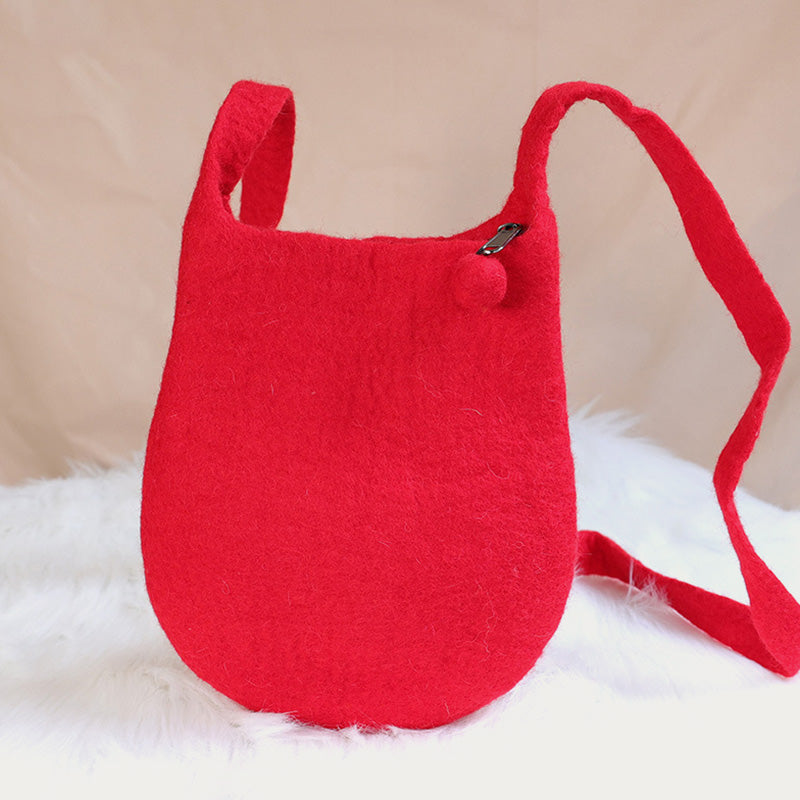 Handmade Bucket Bag For Women Wool Felt Crossbody Purse