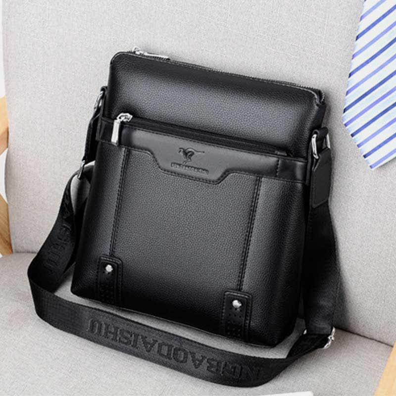 Small Leather Messenger Bag for Men Casual Business Handbag Crossbody Purse