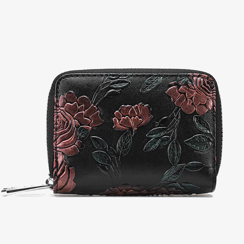 Floral Leather Wallet RFID Accordion Card Bag For Women