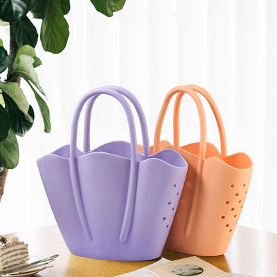 Floral Shaped Beach Bag Waterproof Sandproof Shopping Travel Tote Handbag