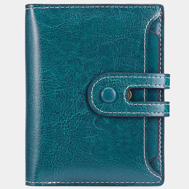 Women's Genuine Leather Bifold RFID Blocking Compact Wallet