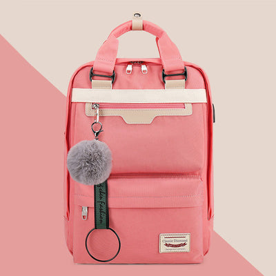 Multi-Pocket Color Block Fashion Patchwork Backpack