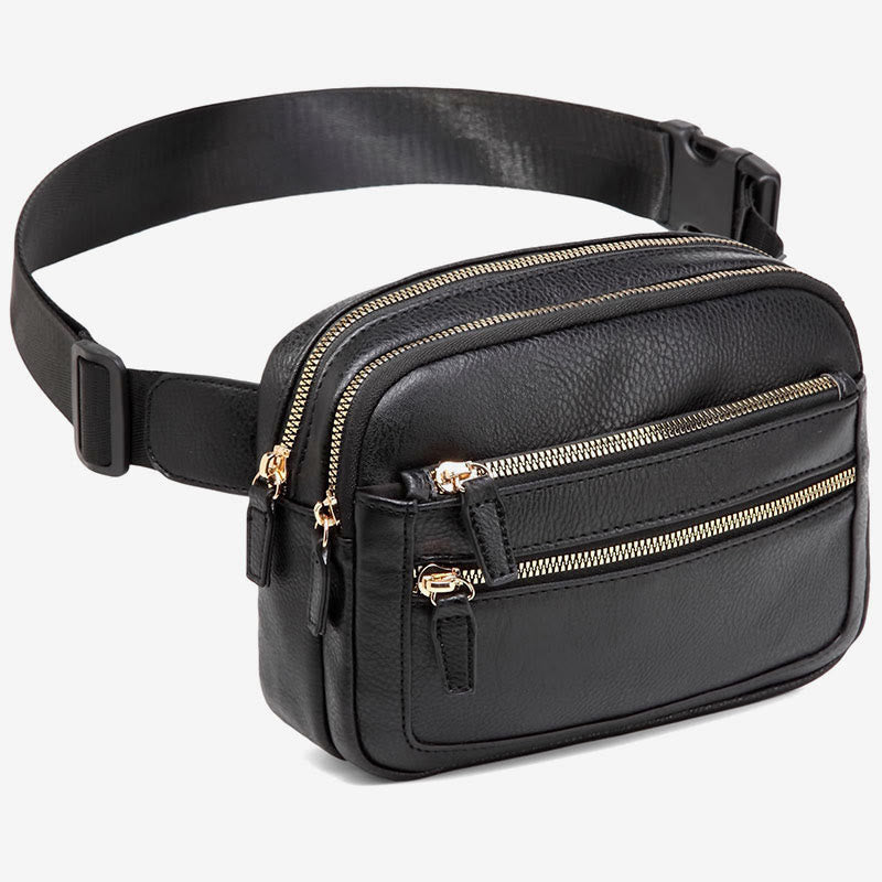 Multi-function PU Leather Belt Bag Waist Pack for Women Men