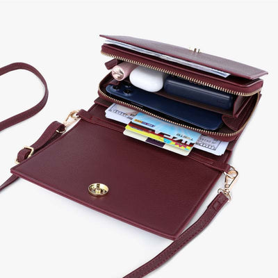 Triple Compartment Phone Bag Women Large Horizontal Crossbody Bag