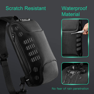 Multifunction Waterproof Anti-theft Casual Sling Bag With USB Charging Port