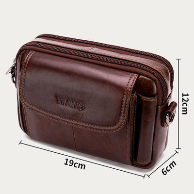 Leather Waist Bag For Men Retro Multifunctional Crossbody Phone Bag