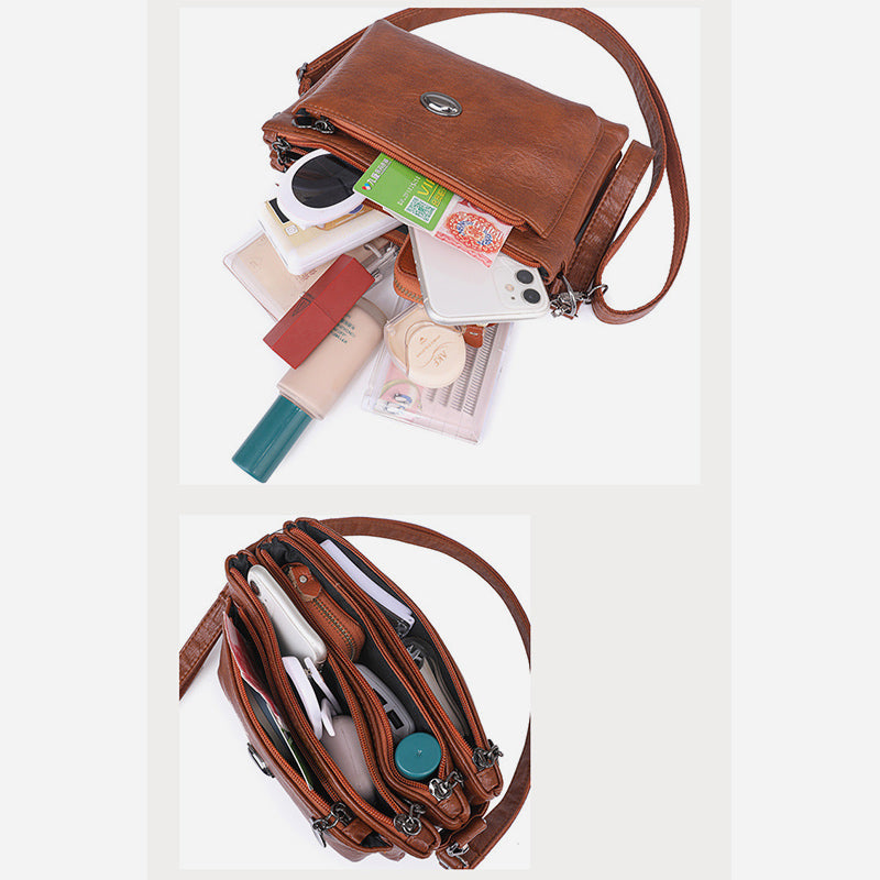 Plain Color Crossbody Bag For Women Vegan Leather Office Purse