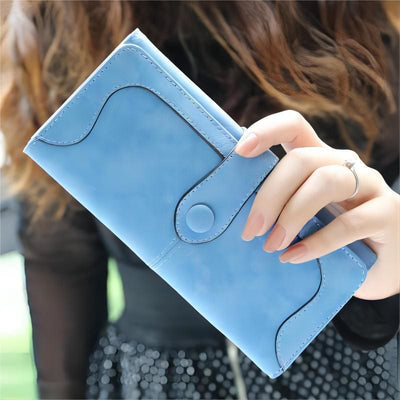 Long Wallet For Women Solid Color Multiple Slot Daily Purse