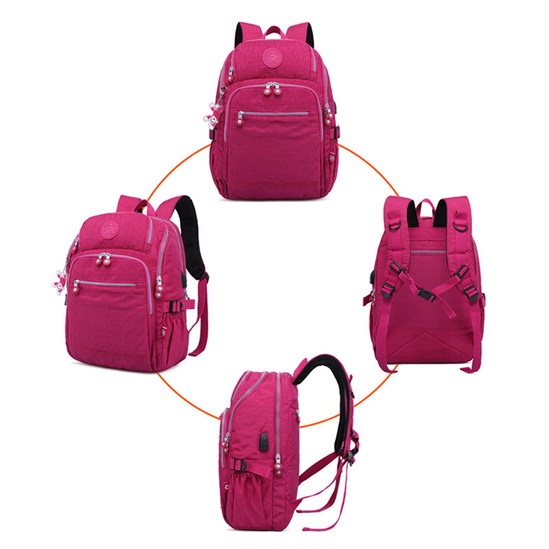 Solid Color Multi-pocket Travel Backpack