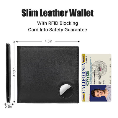 <Shipped within 24 hours> Real Leather Airtag Bifold Front Pocket Wallet