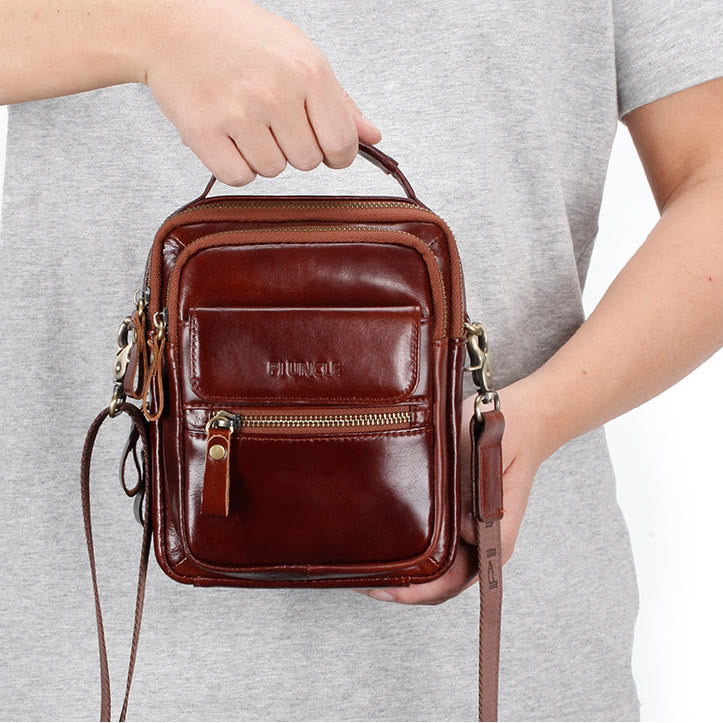 <Shipped within 24 hours> Men Business Portable Leather Crossbody Bag