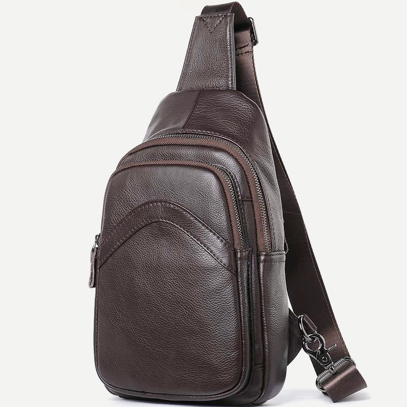 Sling Bag for Men Geniune Leather Casual Shopping Day Pack