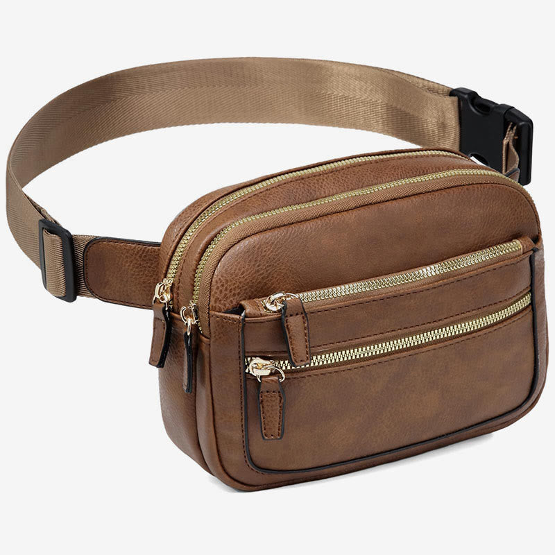 Multi-function PU Leather Belt Bag Waist Pack for Women Men