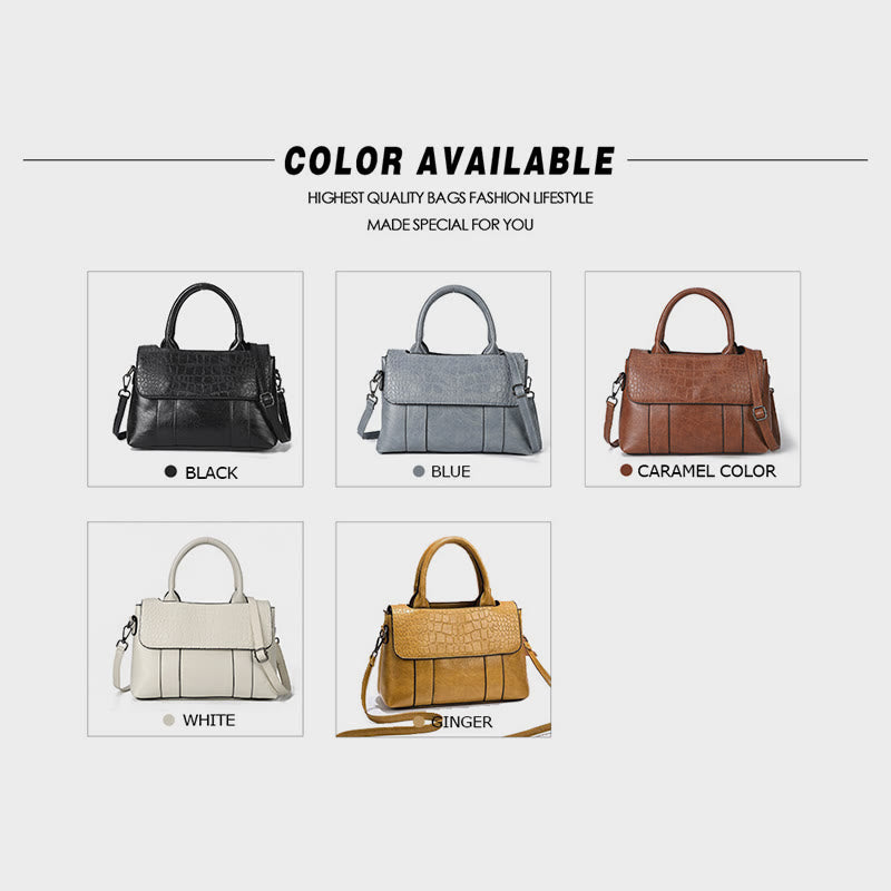 Top-Handle Bag For Women Crocodile Texture Simple Crossbody Bag