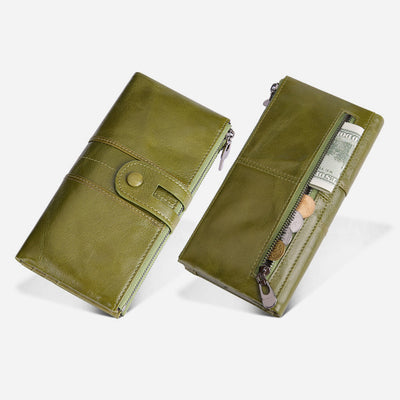 Genuine Leather RFID Long Wallet for Women