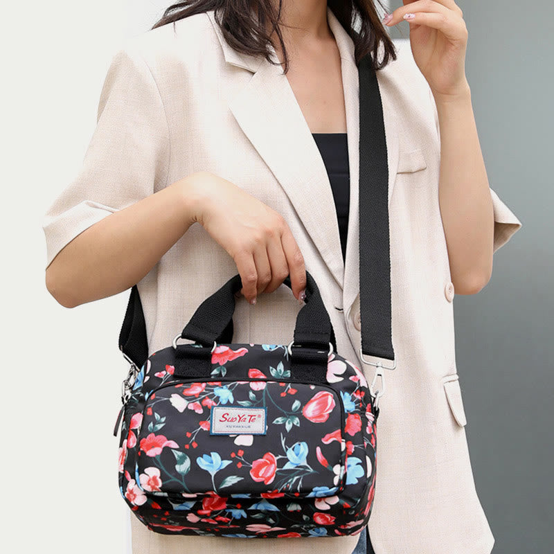 Nylon Crossbody Bag For Women Colorful Flower Printing Handbag