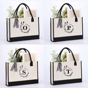 🔥Early Mother's Day Sale🔥 Perfect Gift for Mom | Initial Canvas Tote Shopping Travel Handbag