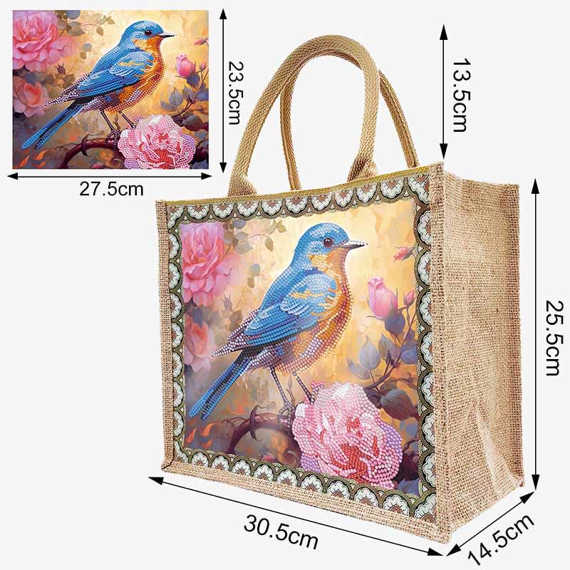 Large Capacity Bird Painting Tote Dot Diamond Art Painting Handbag