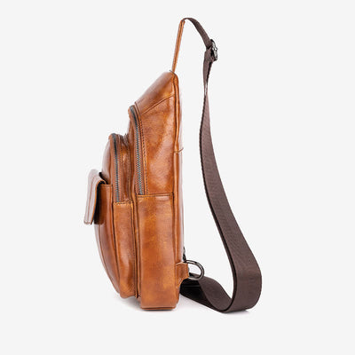 <Shipped within 24 hours> Genuine Leather Sling Backpack Shoulder Bag