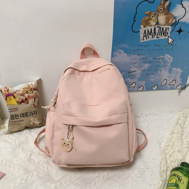 Backpack for Women Casual Cool Solid Nylon School Shoulder Bag