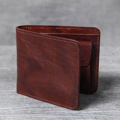 Retro Soft Bifold Wallet for Women Men Handmade Genuine Leather Wallet