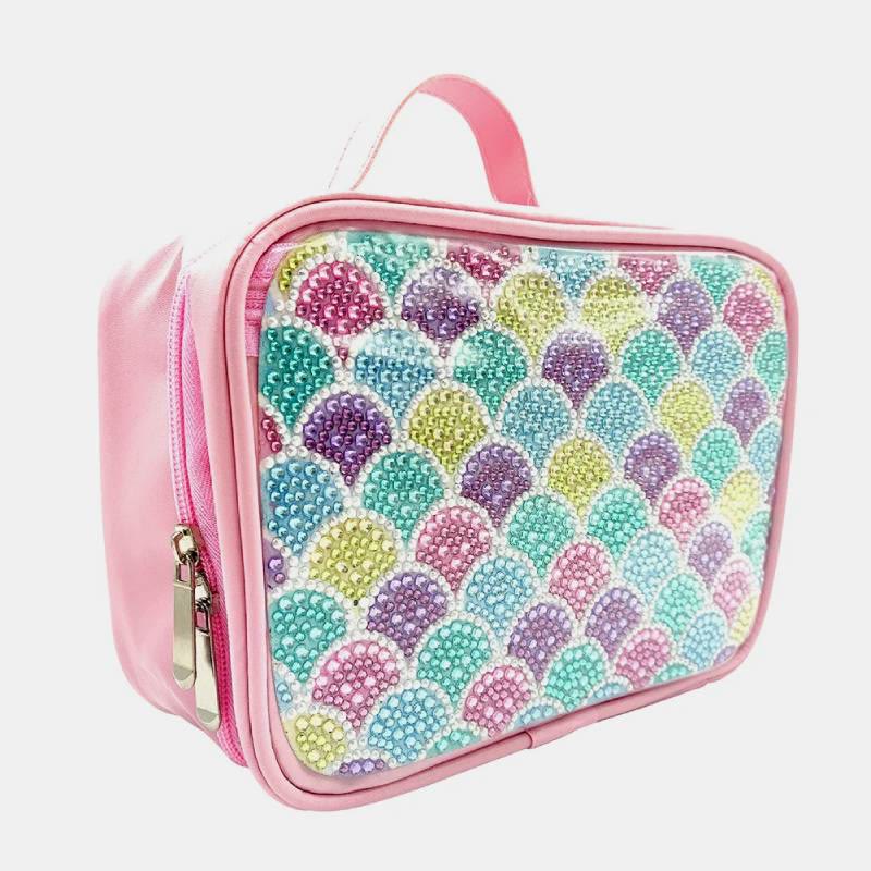 DIY Diamond Cosmetic Bag Fish Scale Pattern Rainbow Makeup Bag Purses